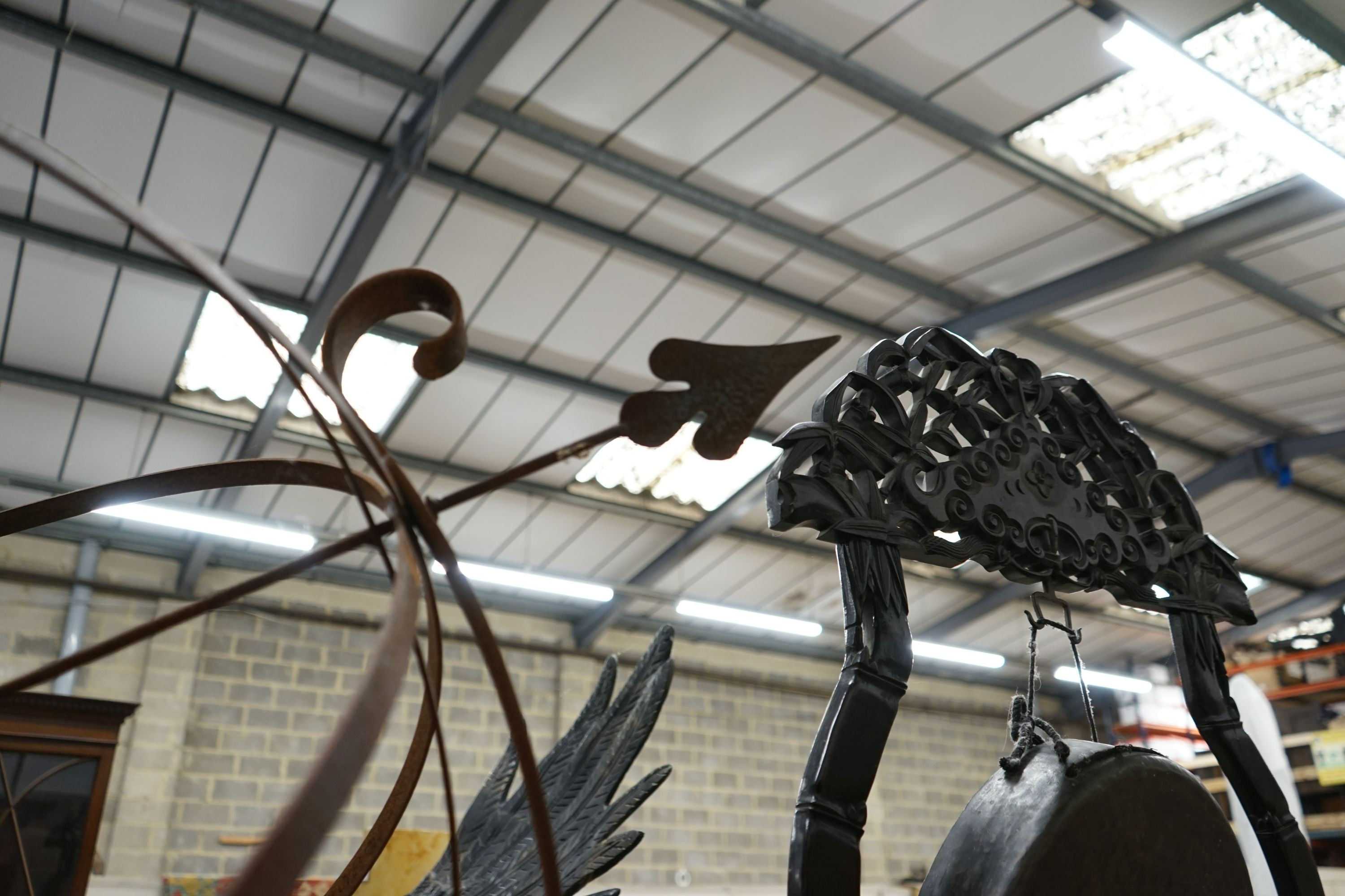 A wrought iron armillary sphere on stand, height 244cm